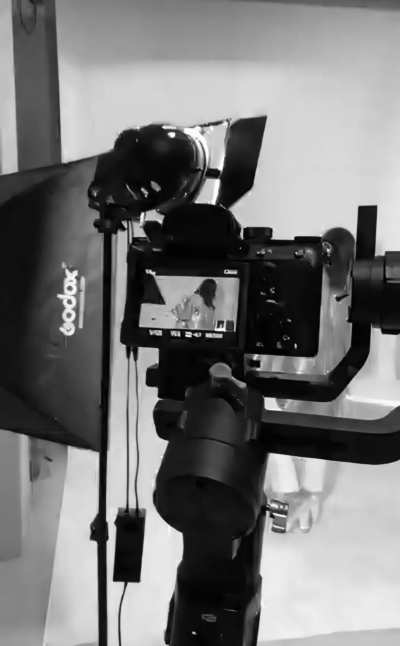 Studio setup during commercial shoot