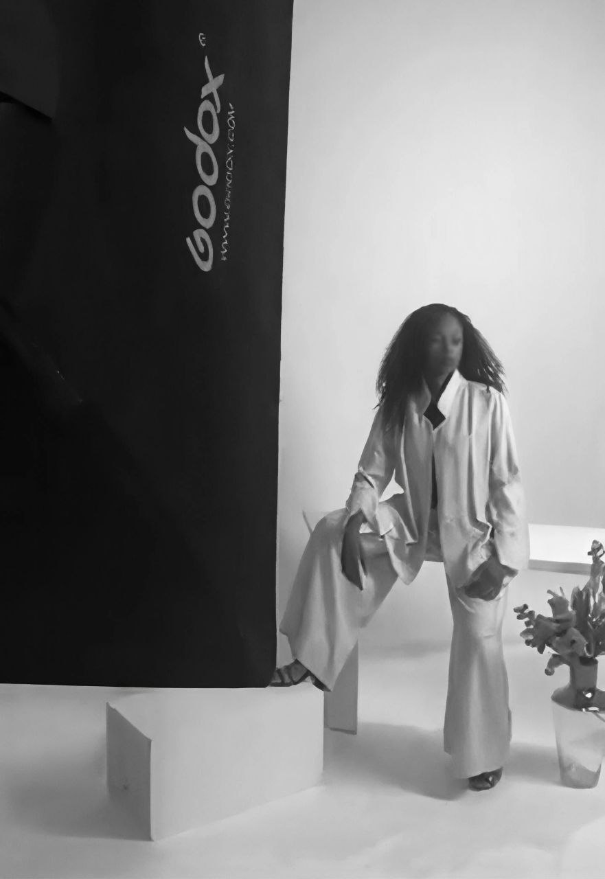 Studio setup during commercial shoot