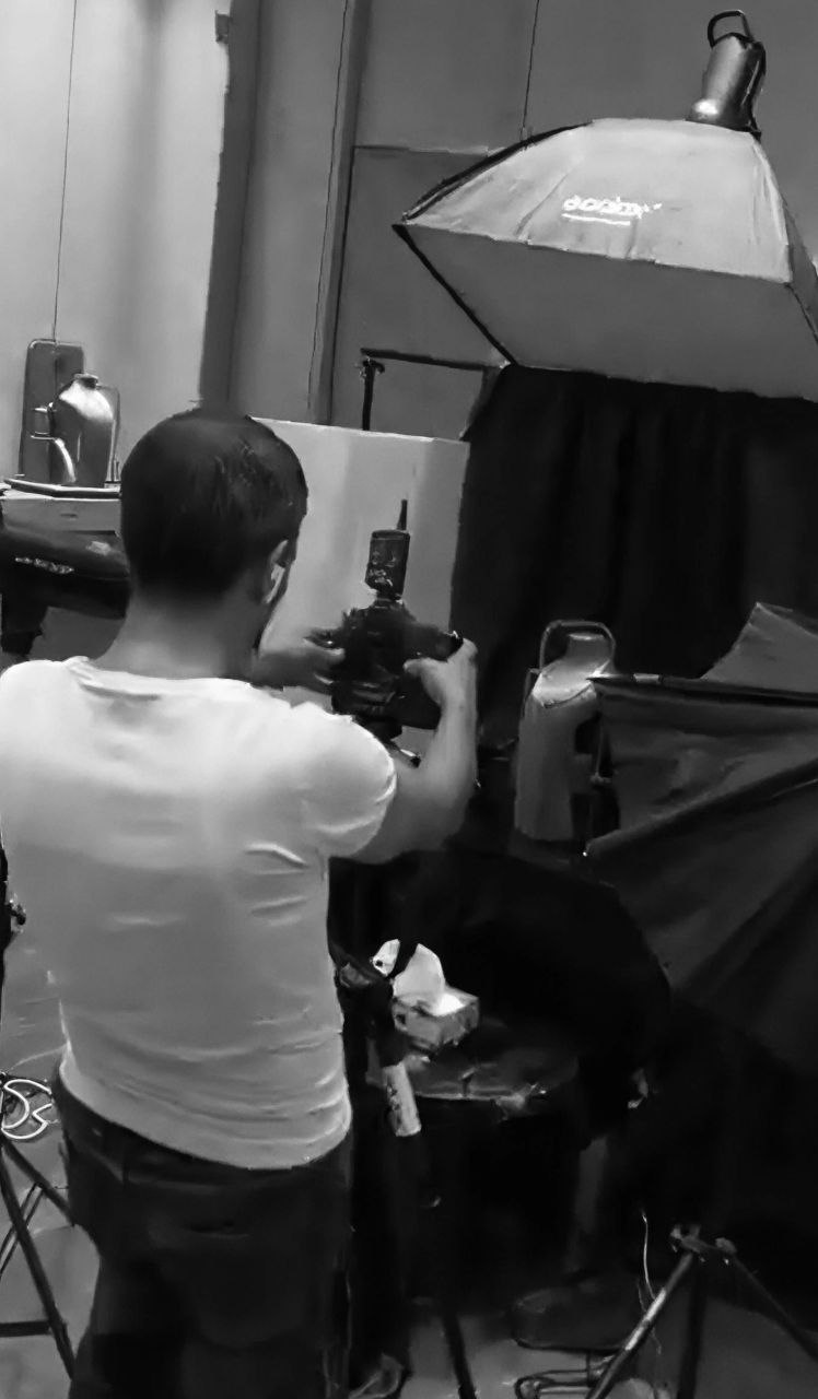 Studio setup during commercial shoot