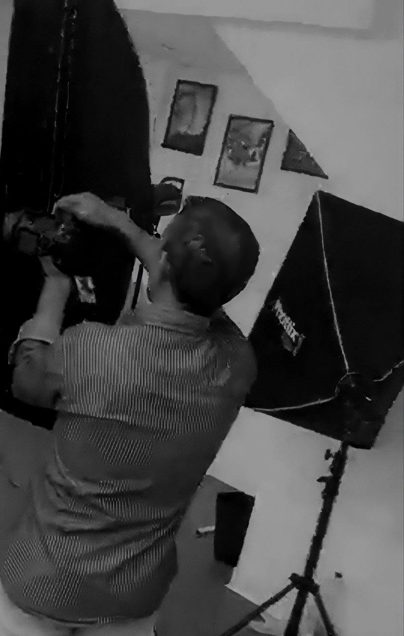 Studio setup during commercial shoot