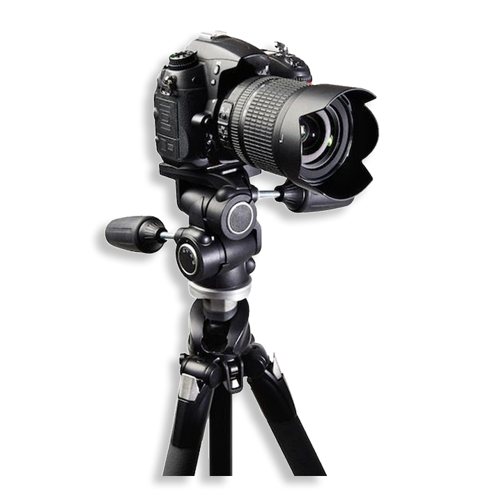 Camera on tripod in studio